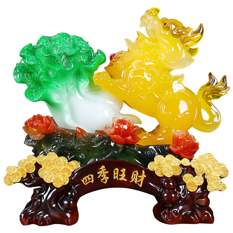四季旺財貔貅擺件招財聚財白菜玄關(guān)客廳高檔裝飾辦公室桌開業(yè)禮物