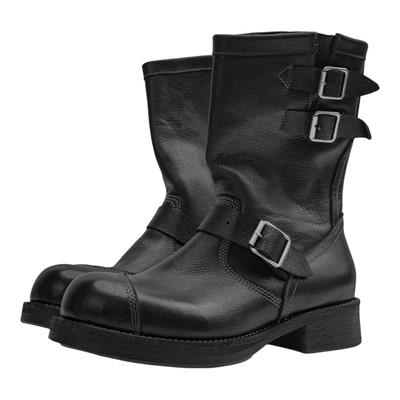 Aucun FootWear/ 25FW工程师靴男水牛皮厚底增高帮工装战术马丁靴