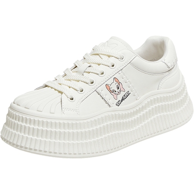 卢昱晓同款TATA他她猫和老鼠联名德文女鞋小白鞋厚底板鞋GXV03CM6