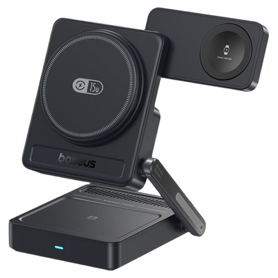 倍思三合一磁吸无线充电器35W