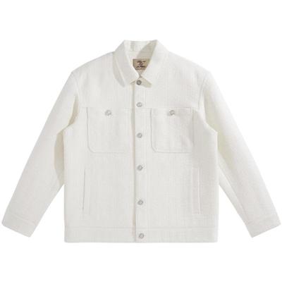 【音乐青年】太平鸟男装小香风夹克男休闲白色翻领外套B1BCD3301