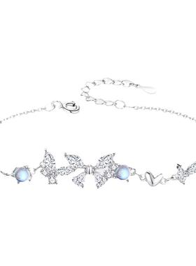 梦蝶纯银手链女生2024年新款轻奢小众精致月光石手饰生日礼物