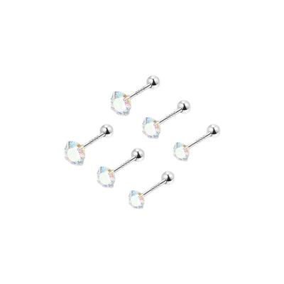 s999纯银炫彩钻石耳钉女精致小巧高级感耳环养耳洞超闪设计感耳饰