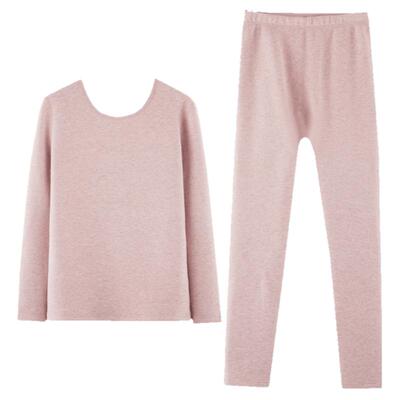 环保色纺加绒加厚红豆保暖套装