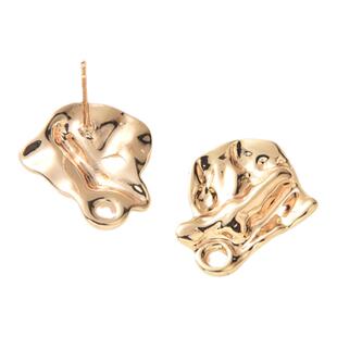 14K包金保色不规则带吊耳钉手工diy耳饰配件925纯银耳针耳环材料