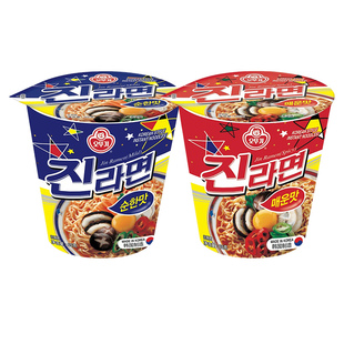 韩国不倒翁杯面金拉面辣味真拉面方便面桶装泡面杯装碗面芝士面