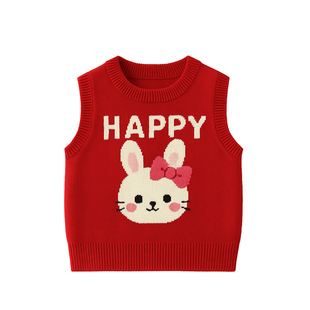 女童秋冬毛衣针织马甲女宝宝小背心婴儿童加绒外穿马夹女孩毛线衣