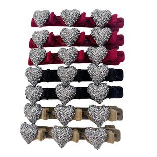 新年红色植绒爱心编发发夹女碎发整理神器儿童侧边刘海夹发卡头饰