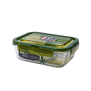 玻璃饭盒微波炉加热专用上班族学生带饭便当盒分隔密封水果保鲜盒