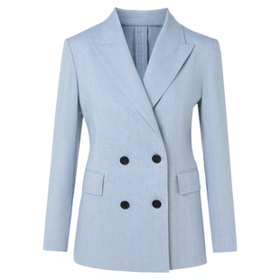 朗姿戗驳领双排扣气质百搭收腰西装高智感通勤西服2026年春季新款