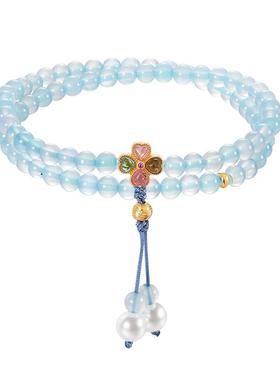 zeroline碧玺四叶草手链女玛瑙