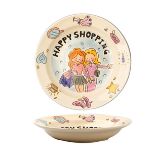 舍里奶油女孩可爱的陶瓷碗家用特别好看的饭碗菜盘子西餐盘甜品盘