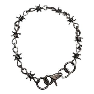 Without Me/vintage复古做旧古银荆棘铁网朋克裤链项链男女同款潮