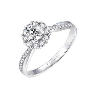 TopMiya【培育】18K金微镶雪花钻戒人工人造钻石戒指一克拉项链女