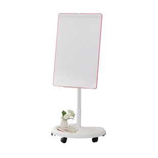 柏可嘉移动式V型圆盘钢化玻璃白板磁性钢化玻璃支架式带轮移动办公黑板家用培训白板写字板