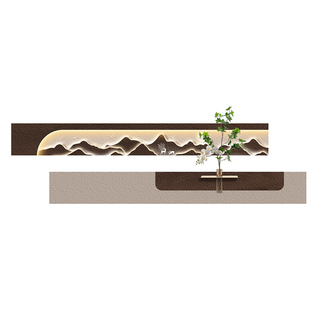 奶油中古风客厅装饰画水培绿植高级感壁画简约山水沙发背景墙挂画