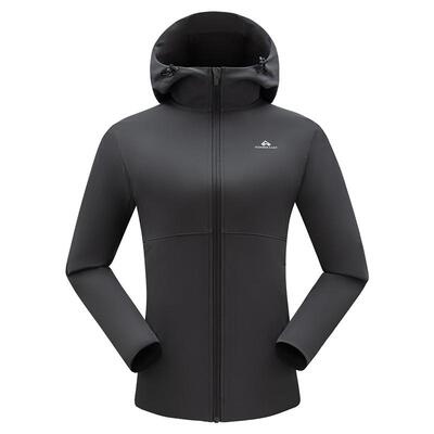 拓路者户外软壳衣女款25年春季薄绒连帽徒步登山外套收腰显瘦夹克