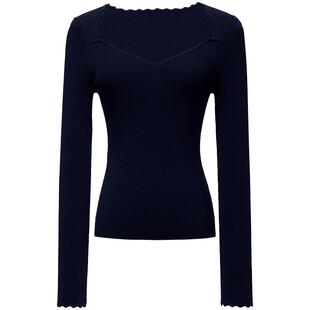 OBEG欧碧倩方领修身针织衫秋内搭打底衫上衣10441033