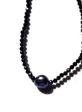 真珍珠颈链天然尖晶石项链锁骨链