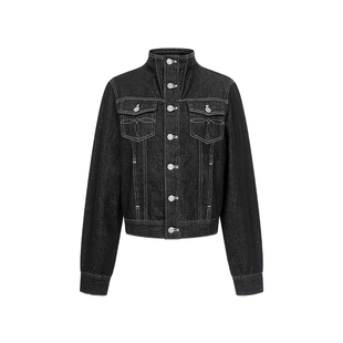 F383 美式复古解构质感牛仔外套立领宽松廓形修身显瘦工装夹克女