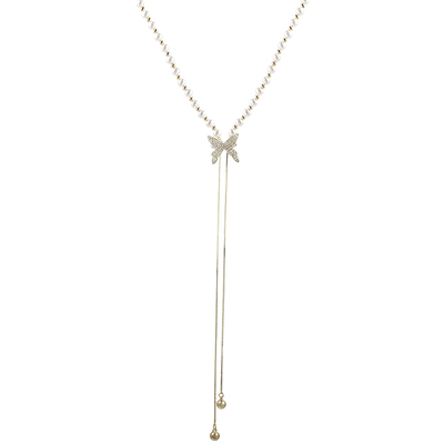 珍珠项链女款蝴蝶流苏吊坠锁骨链