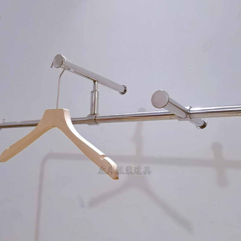 服装店正挂钩正挂杆配件卡扣不锈钢正面服装展示架可活动点挂衣杆