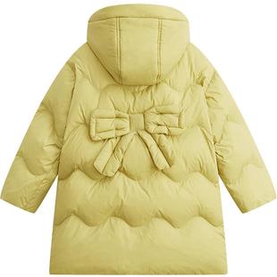 【清仓】爱法贝2024秋冬新款女童中长款90白鸭绒羽绒服甜美可爱