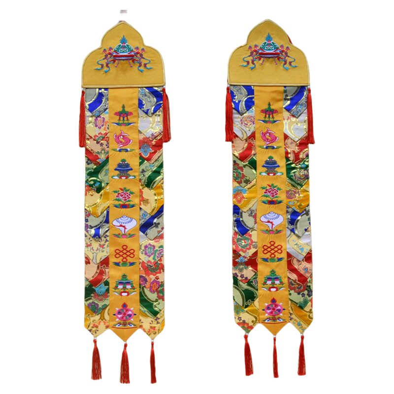 藏佛布艺八吉祥佛幡挂幡竖幡