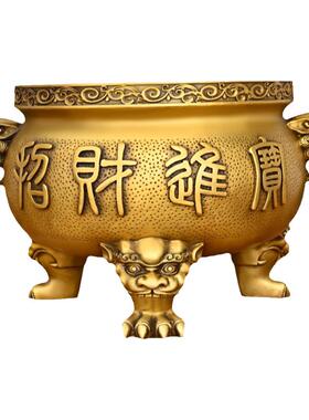 铜香炉摆件金玉满堂家用供佛上香三足炉大号祠堂佛堂供奉双龙炉