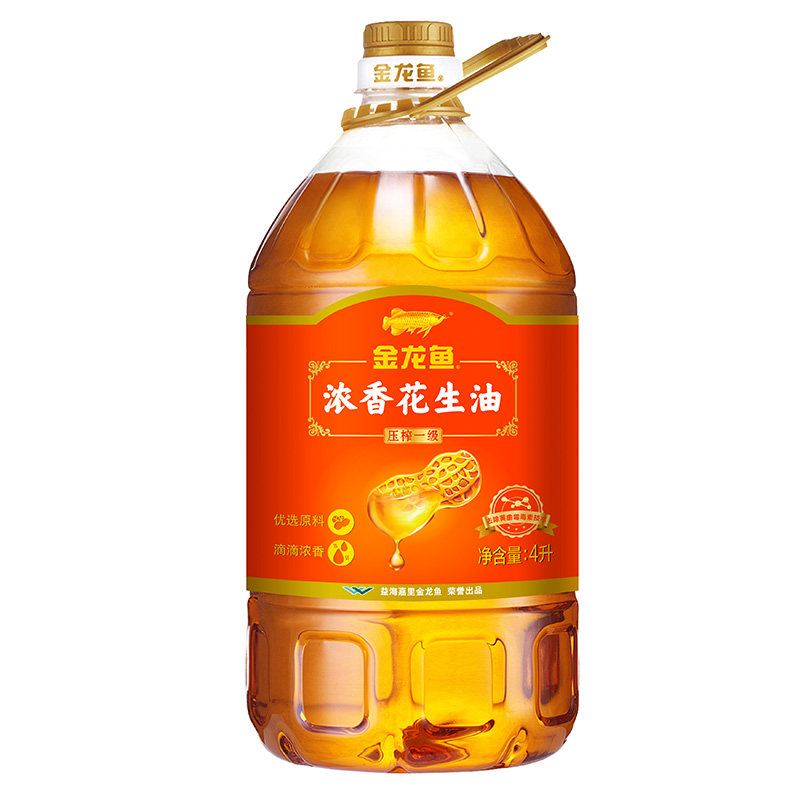 金龙鱼浓香花生油4L花生浓香食用油炒菜物理压榨一级健康4升大桶