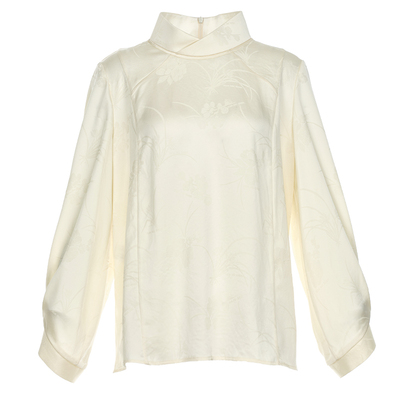 立领长袖醋酸茶服改良新中式衬衫