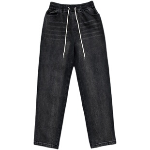烦恼的octopusl潮牌基础双拼渐变牛仔裤美式直筒宽松垂感长裤子男