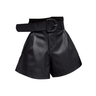 棕色春秋冬季新款配靴子的裤衩阔腿外穿黑色皮短裤女靴裤