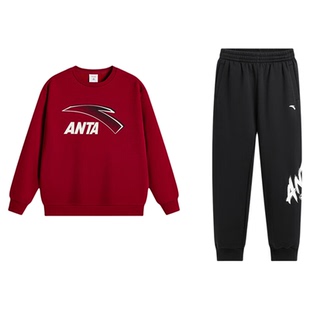 安踏童装男童运动卫衣套装冬季加绒保暖裤2026新年儿童红色拜年服