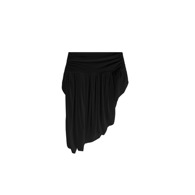 DUE E CHEN Oblique Pleats 交错叠褶斜摆半裙｜真丝混纺