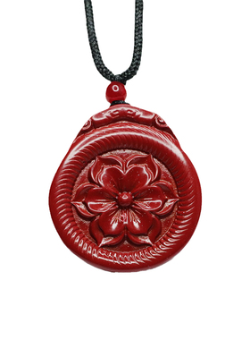 朱砂吊坠紫金砂连年有余莲花牌项链挂件新中式民族风礼物古风饰品