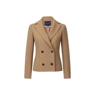 【新年5折】VER TOW卡其色双排扣西装女士职业套装羊毛西服九分裤