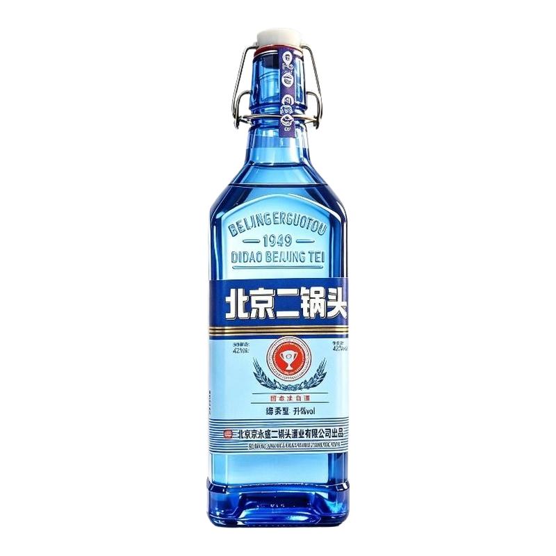 42度北京二锅头白酒500ml蓝方瓶纯粮食酒永盛浓香型瓶装京味
