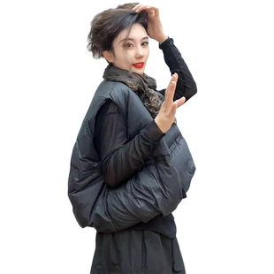 羽绒棉无袖马甲女2026冬新款休闲百搭小个子短款羽绒棉衣背心外套