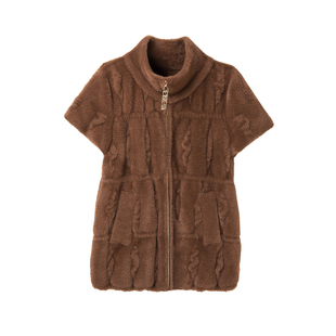 春季新款妈妈装秋冬水貂绒背心外套女装中老年洋气半袖马甲宽松厚