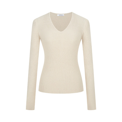 修身显瘦v领长袖针织衫内搭毛衣