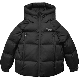 鸭鸭儿童羽绒服男童新款洋气女童中大童加厚连帽短款面包服保暖冬