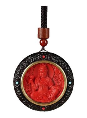 朱砂本命佛黑檀木雕平安转运吊坠