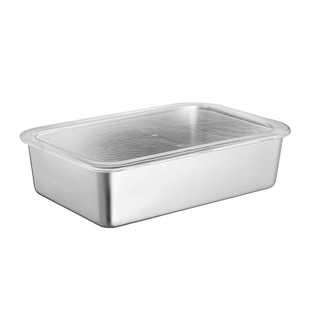 不锈钢长方形菜盆带盖份数盆摆摊展示盆自助餐盛菜盆保温台食物盆