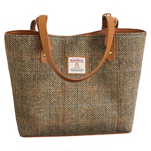Harris tweed羊毛大托特包大容量上班通勤大包女英伦格子硬挺立体