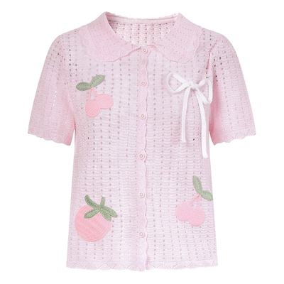 MISSCOCOON可可尼娃娃领粉色开衫