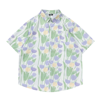 郁金香印花小众宽松显瘦花衬衫