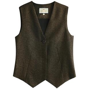 COCOBELLA设计感无领西装马夹休闲气质通勤马甲WS0008