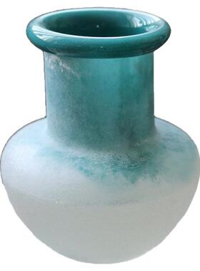 手工磨砂碱面小花瓶干花鲜花花器家居桌面彩蓝色酒店复古摆件