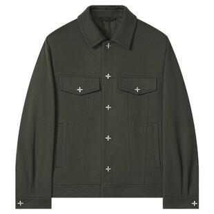 w2x春秋款十字花扣夹克男高级感痞帅秋装上衣简约百搭休闲外套潮